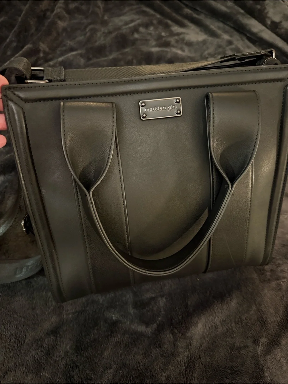Madden Girl Black Vertical Panel Tote